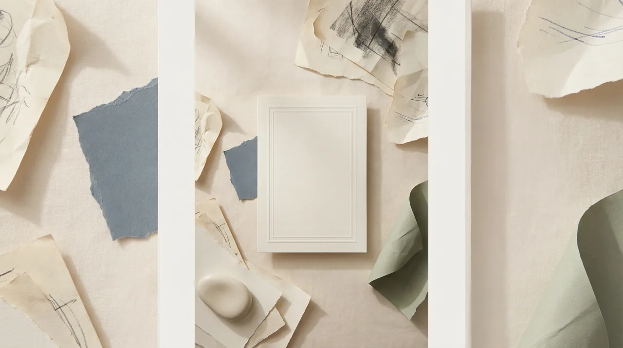 Editorial illustration showing messy ideas being refined into a clearer personal brand statement.